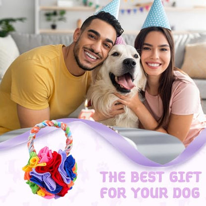 Snuffle Ball with Handle, Tug of War Rope Toys for Small Medium Dogs, Interactive Dog Toys Puppy Training Pull Toy for Exercise & Interactive Play Games (Red) - color: Red