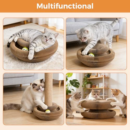 2-Pack Magic Organ Cat Scratcher, Cardboard Kitty Cat Toy with Interactive Ball Track, Foldable Cat Toy Cardboard Ring for Indoor Multi-Cat Homes, Fun Intelligence Exercise & Furniture Protection