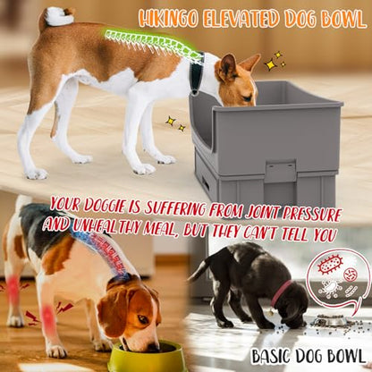 Elevated Dog Bowl Stand Set,Quiet Eating Mess Proof Raised Dog Bowls 2 Stainless Steel Pet Food Bowls,Splash Water Collection Non-Slip Medium Sized Feeding Table - color: Grey, size: Medium