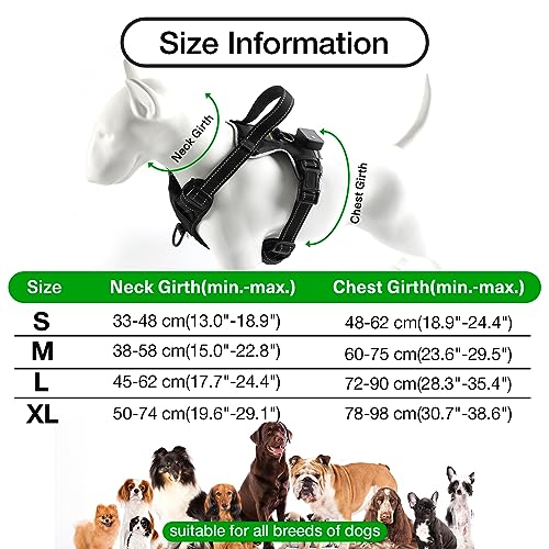 Light Up Dog Harness - No Pull Led Dog Harness Rechargeable Adjustable Lighted Dog Vest Harness for Small Medium Large Dogs - color: Black-Green, size: S
