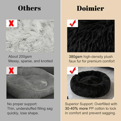Calming Donut Dog Bed Medium Size Dog - Washable Removable Cover Non-Slip Bottom, Round Pet Bed Cat Bed Warming Fluffy Plush Faux Fur Anti-Anxiety, Fits up to 45 lbs (Black, 30") - color: Black, size: 30"L x 30"W x 8"Th