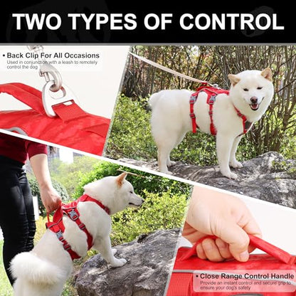 Escape Proof Dog Harness Small Sized Dog, Lightweight Full Body Pet Vest with Lift Handle & Leash Clip, Reflective Adjustable No Slip Dog Harness for Daily Walking(Red,Chest:16-27") - color: Red, size: S: Chest 16-27", Fit 12-25 lbs