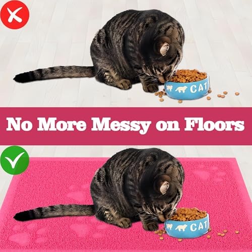 Darkyazi Cat Litter Box Mat for Floor Litter Trapping Mat Non-Slip Backing, Scatter Control, Easy Clean, Water Resistant, Soft on Paws (15.75" x 11.75",Rose red) - color: Rose Red