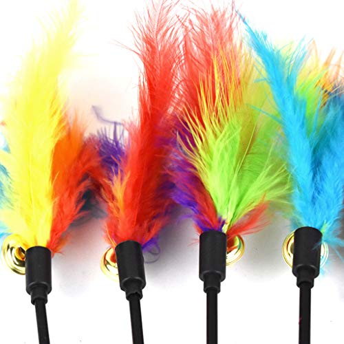 Toy Wand Interactive Teaser with Feather and Pet for Indoor Outdoor Kitten Toys Mice Animal Ball Food Dispenser Dancer Wand Fishing Tunnel Da Bird Balls Pointer Scratcher