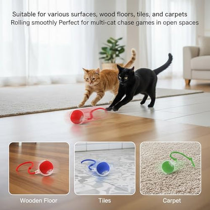 Interactive Cat Toys Ball for Cats - Upgrade Automatic Cat Toys for Indoor Cats, 3 Modes 2 Speed Moving Cat Ball (Red) - color: Red