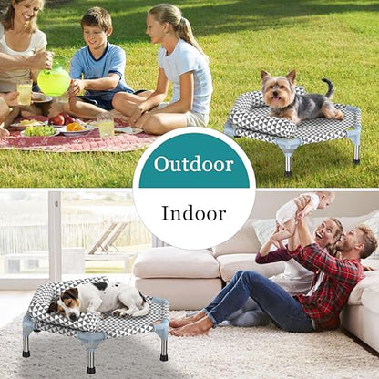 Orthopedic Dog Bed for Small Dogs - Removable Bolsters & cleanable Cover,Elevated Outdoor Dog Bed,Raised Dogs Bed,Easy to Assemble,Up to 75 lbs,Small - size: 6 sided Bolster Small