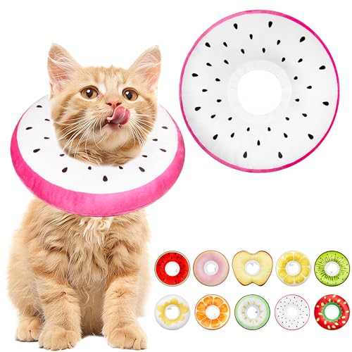 Cat Cone Collar Soft, Adjustable Cat Recovery Cone to Stop Licking, Cute Kitten Donut Collar After Surgery, Elizabethan Collars for Kittens, Lightweight Cats Neck Cones (Dragonfruit, Small) - color: Dragonfruit, size: Small