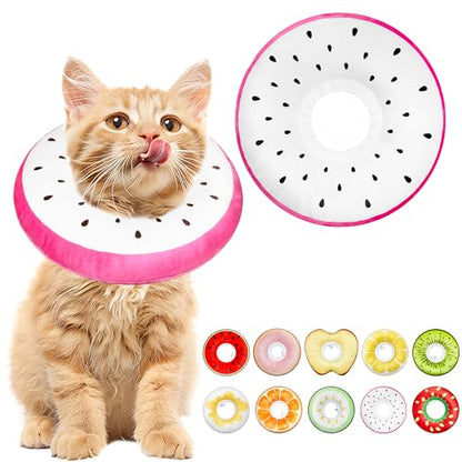 Cat Cone Collar Soft, Adjustable Cat Recovery Cone to Stop Licking, Cute Kitten Donut Collar After Surgery, Elizabethan Collars for Kittens, Lightweight Cats Neck Cones (Dragonfruit, Small) - color: Dragonfruit, size: Small
