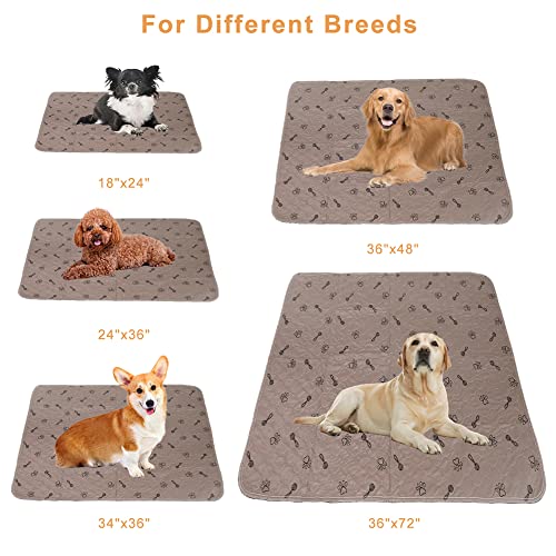 Peepeego 2Pack Pee Pads for Dogs Reusable+Free Dog Comb, Waterproof Rug 36"x72", Absorbent Dog Pads Washable, Non Slip - size: 2Pack 36x72