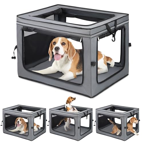 Portable Dog Crate Soft Dog Crate 22",30",36",42" Foldable Basic Dog Crates Easy Set-up, Light, Sturdy, Comfy，Collapsible Crate for Home and Travel (30Inch) - size: 30Inch