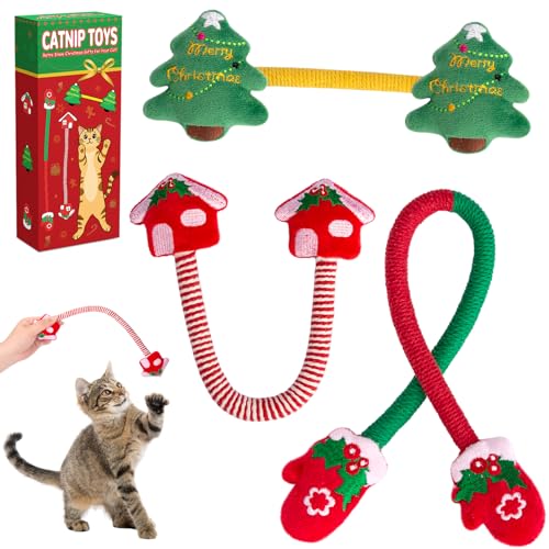 Retro Shaw Cat Chew Ropes 3PCS, Kitten Teething Toys for Indoor Cats, Natural Catnip Kicker Toys for Boredom Relief, Handmade Catnip Toys for Dental Health, Gift for Kitty - style: Rope-3