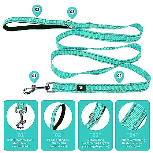 Dog Collar and Leash Set,Reflective Dog Collars with Quick Release Buckle,Adjustable Nylon Pet Collar for Small Medium Large Dogs(Small,Teal) - color: Teal, size: Small