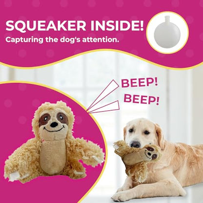 Glow Pups Hide and Seek Dog Toy, Sloth Dog Toy, Plush Squeaky Burrow Tree for Dogs, Interactive Puzzle for Mental Stimulation, Woodland Style, Medium Size, Set of 4 - size: Medium