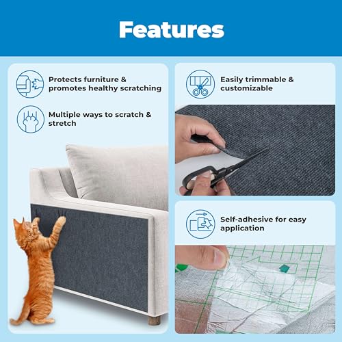 Best Pet Supplies Catify Cat Scratcher, Fun Interactive Scratchers, Posts, Poles, Claw Safe, Furniture Saver Indoor Play Support Natural Cat Behaviors Heavy Duty - Gray, 39.4 x 15.8 - color: Gray Mat - 39.4 x 15.8"