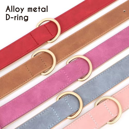 Didog Soft Padded PU Leather Dog Collar, Adjustable Dog Collars for Medium Dogs with Durable Metal Buckle and D Ring,Red,L - color: Red, size: L: Fit Neck 13-17"(22-44lbs)