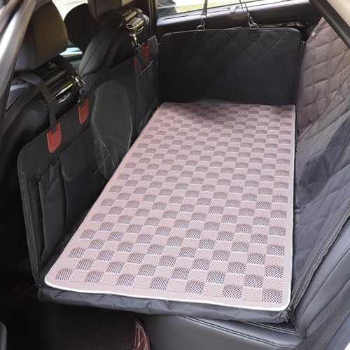 Manificent Non-Slip Pet Bed Mat for Back Seat Extender, Hair Resistant Dog Blanket for Hard Bottom Dog Car Seat Cover, Anti Slip Pet Linner Backseat Cover Blue/Plaid - color: Blue Plaid, size: 52"Lx23.5"W