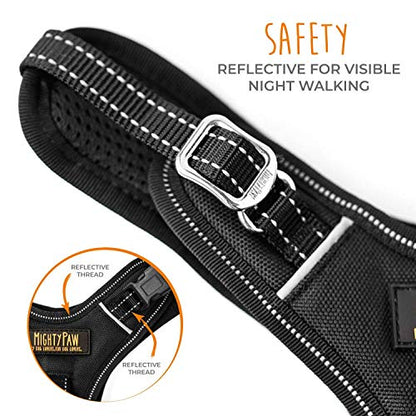 Mighty Paw Sport Harness 2.0 - Padded Canine Accessory - Adjustable Neck and Chest Straps - Enhanced Visibility with Reflective Stitching - Dog Padded Harness with Handle - Large - Black - color: Black