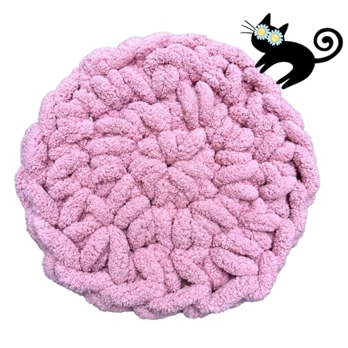 Cat Self-Warming Knitted Bed Mat, Extra-Soft Warm Round Washable Pads Cushions for Indoor Kittens & Kitty Small Pets Cat Trees (Pink,Small) - color: pink, size: Small