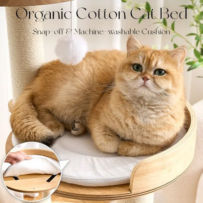 797Audio Modern Solid Wood Cat Tree Tower, 49" Tall Cat Tree with Sisal Scratching Posts for Adult Cats, Luxury Natural Oak Wooden Cat Tower,Aesthetic Multi-Level Cat Climbing Tree for Indoor Cat - color: 49 Inch-Scratch Ball