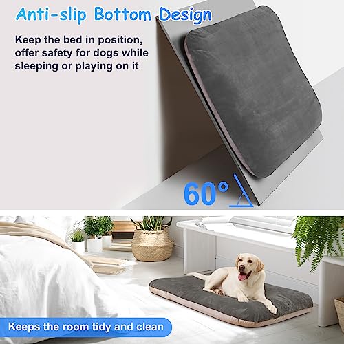 Super Soft Large Dog Bed, 39 Inches Orthopedic Foam Pet Beds with Anti Slip Bottom, Dog Sleeping Mattress with Removable and Washable Cover, Grey - color: Grey, size: 39.0"L x 33.5"W x 4.0"Th