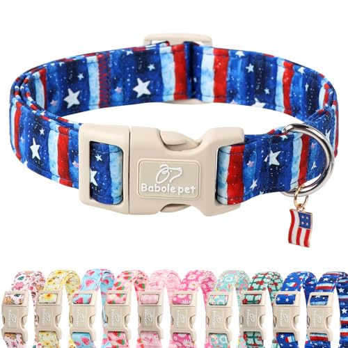 4th of July Dog Collar, Stars & Stripes Patriotic Dog Collars for Puppy Small Dogs, Adjustable Lightweight Quick-Release Buckle Collar for Boy&Girl Dogs XS - color: Blue Stars & Stripes, size: XS