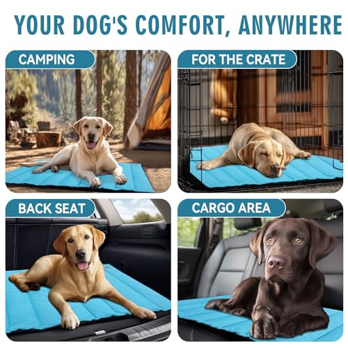 Outdoor Dog Bed Waterproof, Travel Dog Bed Large Size with Carry Bag, Machine Washable, Camping, Durable, Foldable Outdoor Dogs Mat for Small, Medium and Large Dogs