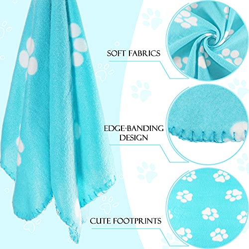 Tatuo 15 Pieces Puppy Blanket Cute Dog Cat Bed Sleep Mat Pad Cover Double Sided Velvet Fabrics Soft Printed Pet Blanket for Kitten and Other Small Animals 15 Colors (Paw Print Patterns)