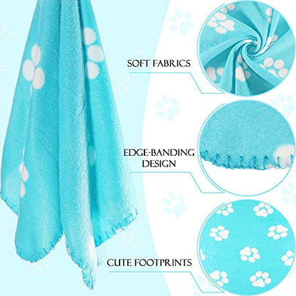 Tatuo 15 Pieces Puppy Blanket Cute Dog Cat Bed Sleep Mat Pad Cover Double Sided Velvet Fabrics Soft Printed Pet Blanket for Kitten and Other Small Animals 15 Colors (Paw Print Patterns)
