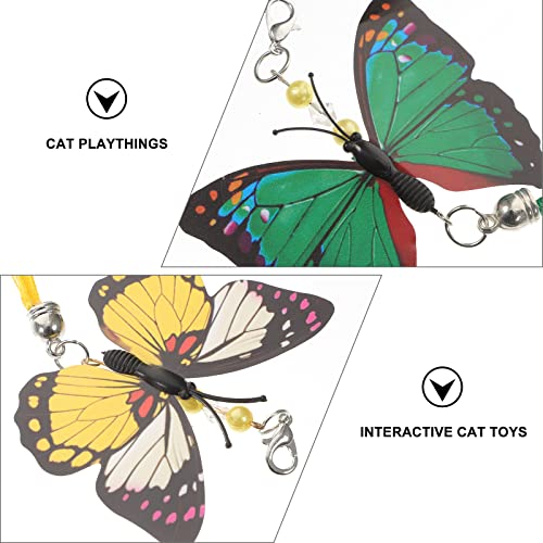 LUOZZY 6 Pcs Butterflies Cat Teaser Attachments and Replacements - Interactive Cat Wand Toys