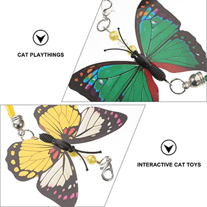 LUOZZY 6 Pcs Butterflies Cat Teaser Attachments and Replacements - Interactive Cat Wand Toys