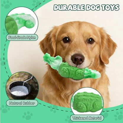 WinTour Tough Dog Toys for Large Dogs, Indestructible Dog Toy for Aggressive Chewers with Squeaky, Durable Chew Toys to Keep Them Busy for Medium and Large Breeds, Interactive Heavy Duty Bones - color: Green