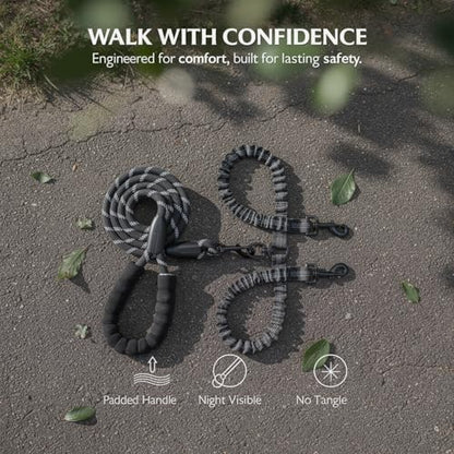 Dual Dog Leash Coupler – Padded, Reflective, Black (59" + Adjustable 18.1–31.5")