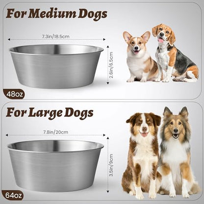Heavy-Duty Stainless Steel Dog Bowl - Food Grade 304, Rustproof & BPA Free - Easy to Clean, Dishwasher Safe -Large (64oz, 8 Cups) Sizes for Dogs 80-110lbs - color: Basic Bowl, size: 8 Cups