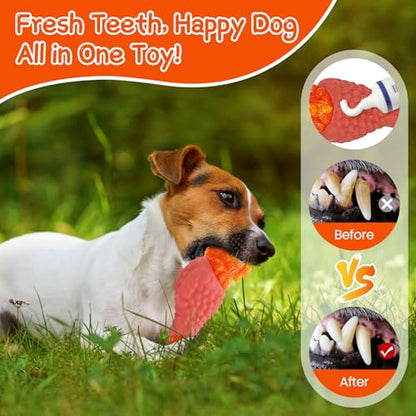 WinTour Tough Dog Toys for Aggressive Chewers, Dog Chew Toys for Large Dogs, Turkey Indestructible Squeaky Dogs Toy to Keep Them Busy - color: Orange