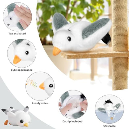Cat Toys Flapping Birds with Catnip Bags, Chirping Interactive Kitten Toy Indoor, Lifelike Birdie Tweets, Rechargeable Enrichment Moving Wings Cat Exercise Toys Kicker for All Breeds Cat Dog(Oriole) - color: A4
