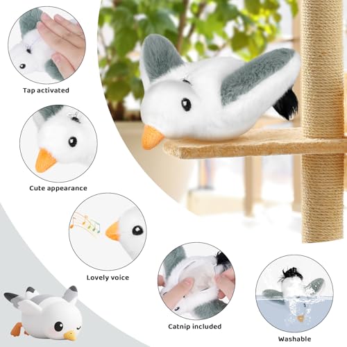 Cat Toys Flapping Birds with Catnip Bags, Chirping Interactive Kitten Toy Indoor, Lifelike Birdie Tweets, Rechargeable Enrichment Moving Wings Cat Exercise Toys Kicker for All Breeds Cat Dog(Oriole) - color: A4
