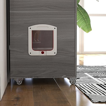 PawHut Luxury Cat House with Wheels, Kitty Cage Catio Villa for Indoor Cats with Scratching Posts, Condo, Flap Door, Cushion, Gray, 31.5" x 20" x 48.5"