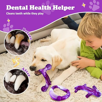 Furdog 3 Pack Dog Toys for Aggressive Chewers Indestructible Dog Toy for Large Dogs Tough Dog Toys to Keep Them Busy, Purple (Purple2) - color: Purple2