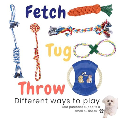 Dog Rope Toys for Small Dogs Aggressive Chewers, 100% Natural Cotton, 6 Pack for Fun and Teeth Cleaning Chew Tug of War Interactive Training Rope Toys for Puppy to Small Dogs