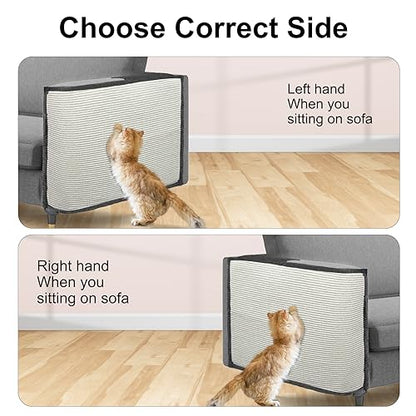 Cat Scratch Sofa Protector,Cat Scratching Couch Protector with 19.7''L*23.6''W Natural Sisal Cat Scratcher Mat for Protecting Couch Sofa Chair (Dark Grey/Right Hand) - color: Dark Grey