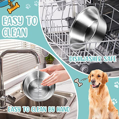 Yahenda 6 Pcs Stainless Steel Metal Dog Bowls Bulk Replacement Basic Thickened Pet Bowls for Small Medium Large Dogs, Dishwasher Safe(11 Inch) - size: 11 Inch