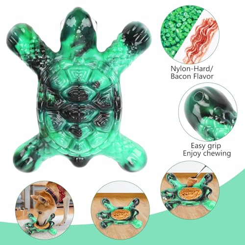 Letsmeet Heavy Duty Nylon Dog Bone Chew Toys - Real Bacon Flavor, Long-Lasting for Aggressive Chewers & Large Breeds - color: Green1