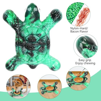 Letsmeet Heavy Duty Nylon Dog Bone Chew Toys - Real Bacon Flavor, Long-Lasting for Aggressive Chewers & Large Breeds - color: Green1