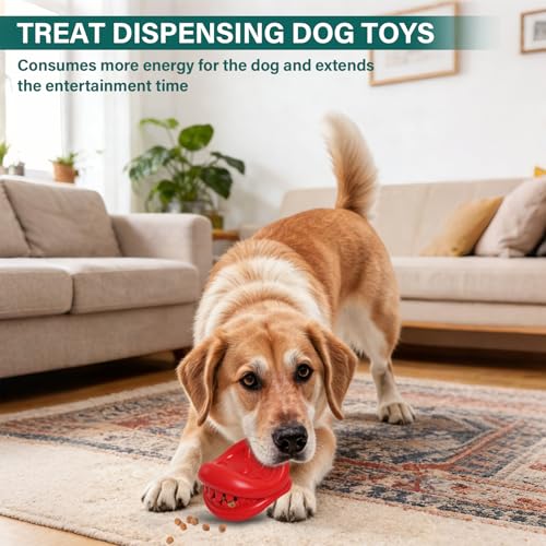 Treat Dispensing Dog Toys - Durable Natural Rubber Chew Toy for Large Medium Dogs, Aggressive Chewer Dog Toys, Relieve Boredom Separation Anxiety & Cleans Teeth, Dishwasher Safe - color: Red Tire