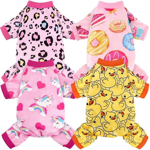 4 Pack Dog Pajamas Soft Lightweight Dog Recovery Suit Onesie Clothes for Small Medium Female Pet Boys Girls Dogs