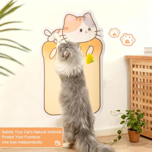Adorable Toast-Shaped cat Scratcher with wall-Mounted Design. Includes a Caterpillar cat Toy. Made of Felt Material, This Playful Gift is Perfect for Sharpening Claws. (yeoolw Toast) - color: yeoolw toast