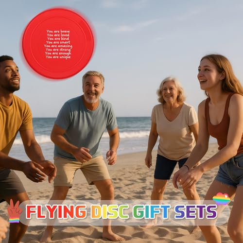 HyDren End of The Year Gifts 7'' Rubber Flying Discs Bulk with Inspirational Cards Fun Flying Disc Toy for End of The Year Graduation Party Favors Summer Gifts Sports Outdoor Activities