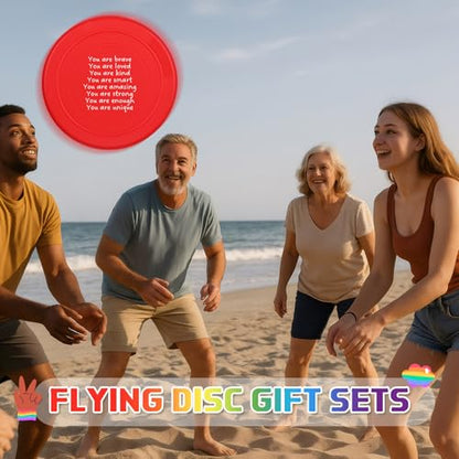 HyDren End of The Year Gifts 7'' Rubber Flying Discs Bulk with Inspirational Cards Fun Flying Disc Toy for End of The Year Graduation Party Favors Summer Gifts Sports Outdoor Activities