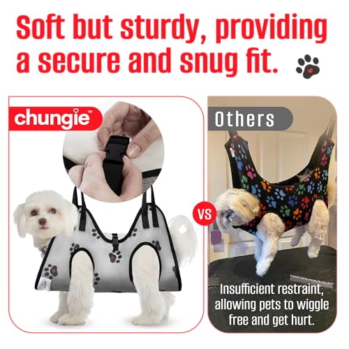Dog Grooming Hammock for Dogs – Pet Restraint for Nail Trimming with Pet Nail Clipper – Dog Sling for Grooming, Pet Hammock for Nail Cutting & Grooming Harness (Legs Spacing: 9-12”)/Max W:30lb) - size: S (Legs Spacing: 9-12”)/Max W:30 Pound)
