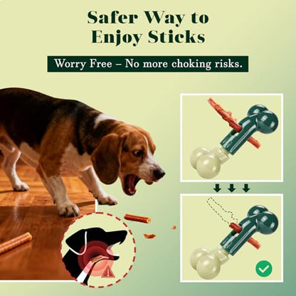 Bully Stick Holder for Medium/Large Dogs - Anti-Choking, Prevents Swallowed Ends - Nylon Dog Chew Toy - Dishwasher Safe, Green - color: Green